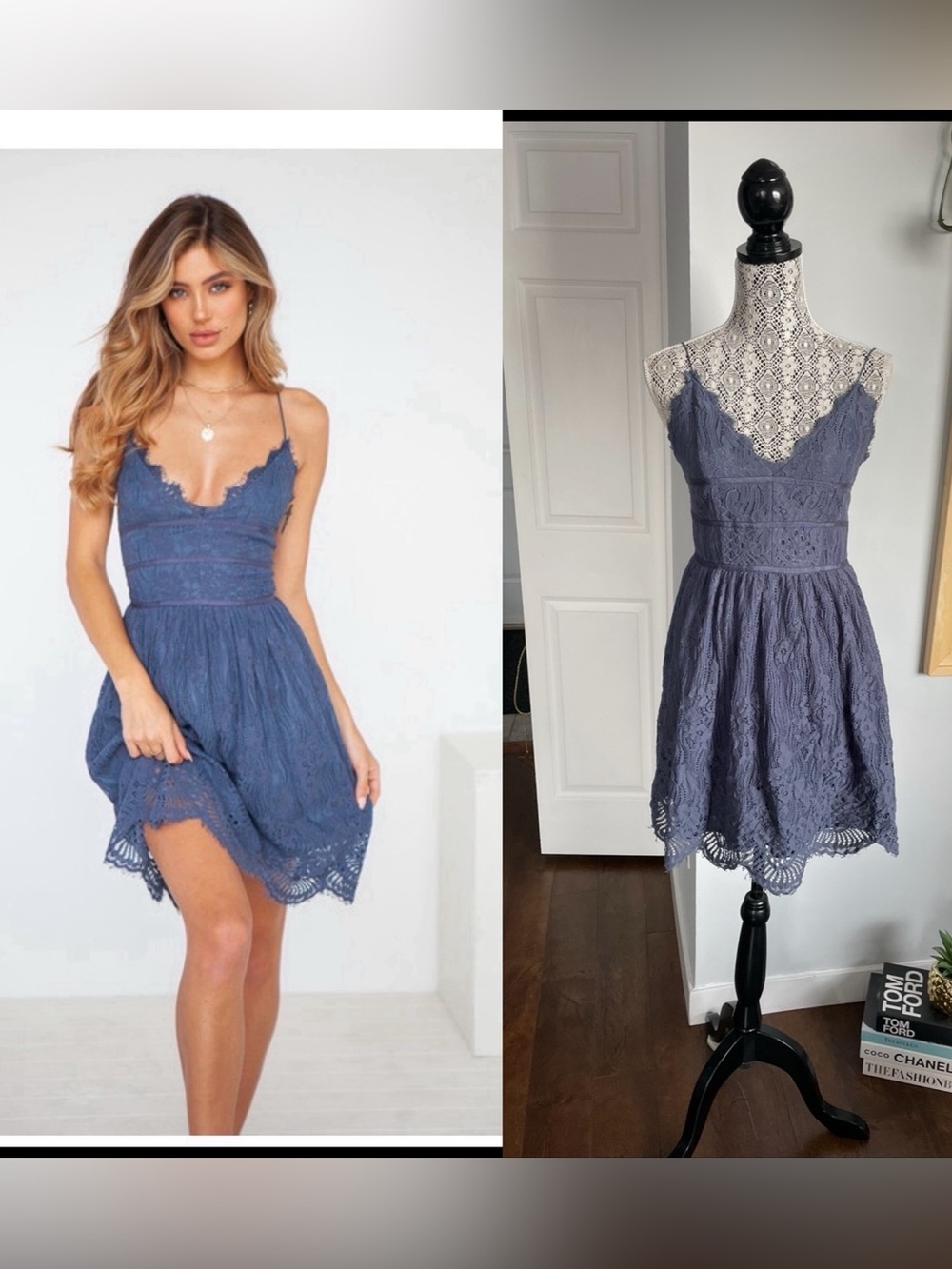 New Two Sisters Feminine Lace Fit and Flare Dress. Size 6. Medium. Blue